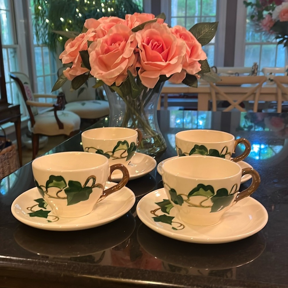Flat Cup & Saucer Set California Ivy by METLOX - POPPYTRAIL - VERNON